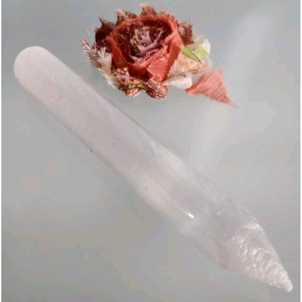 Natural Selenite Crystal Pencil Wand, Massage and Reiki Stick Point Wand 6 Inch